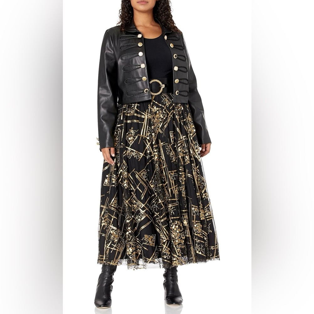 NWT Making the Cut Winning Look S2 Ep 7 Andrea Salazar black & gold skirt size M - Picture 6 of 14